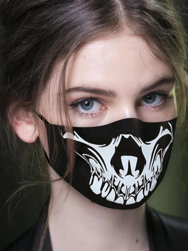 Black Funny Skull Dustproof Cotton Mask