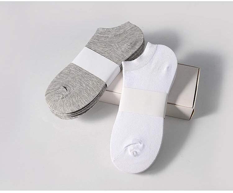 5 Pairs Of Black And White Gray Socks Four Seasons Solid Color Short Tube Invisible Low Socks Sweat-Absorbing 2023 - US $10.49 –P13