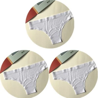 New Fashion Ice Silk Seamless Briefs Plus Size Sexy Breathable Solid Pure Color Black Low-Rise Panties Women Underwear Briefs