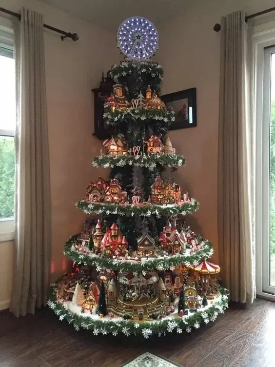 🔥kukelife🔥Ferris Wheel Christmas Tree (With A Train, A Ferris Wheel, A Brightly Lit House And A Santa)