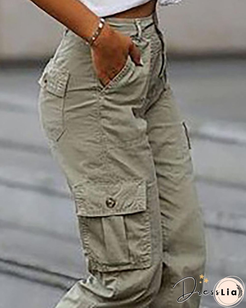 Plain Pockets Design Cargo Pants P14012