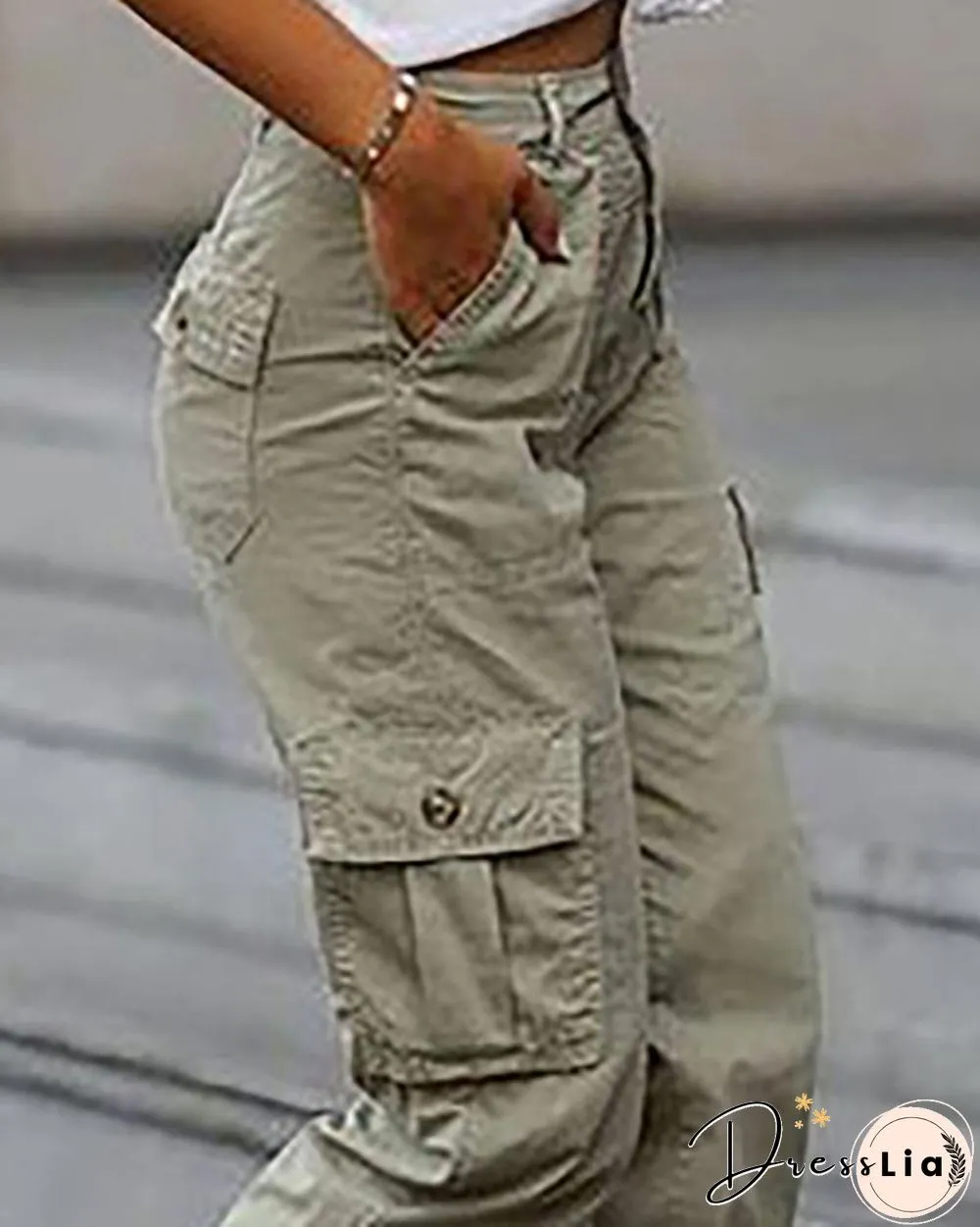 Plain Pockets Design Cargo Pants P14012