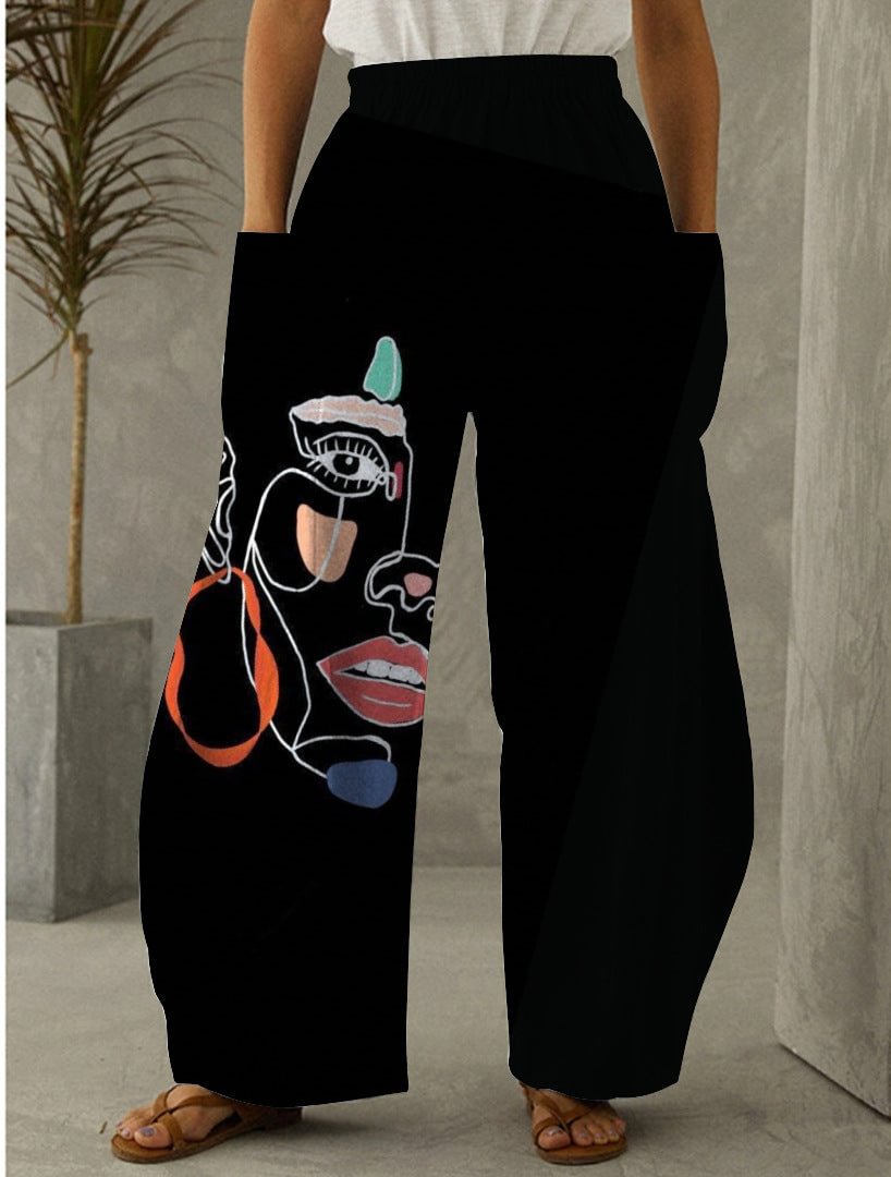 Straight printed high waist wide leg pants