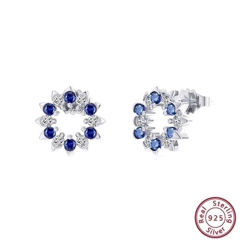 1 Pair 925 Sterling Silver Zircon Flower Ear Studs