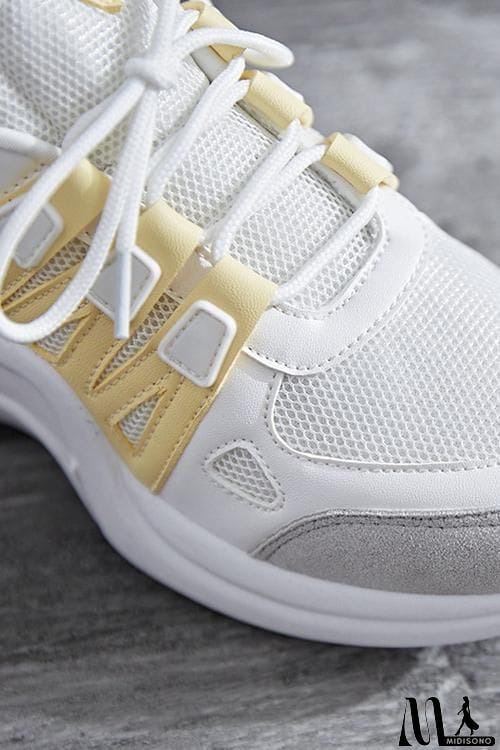 MidiSono - Chunky Mesh Two Tone Lace Up Sneakers
