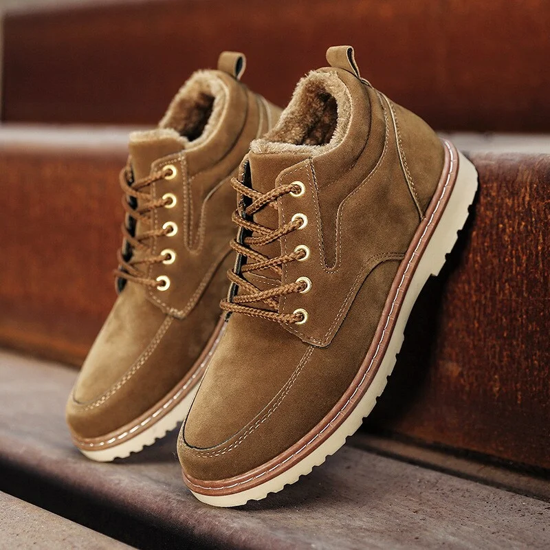 Qengg Winter Men Boots Genuine Leather Ankle Boots Men Winter Work Shoes Men Military Fur Snow Boots for Men Botas 452