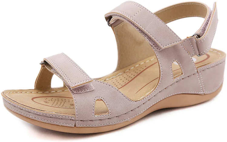 Sale\Beige	10 UK\Ladies Open Toe Sandals Premium Orthopedic Sandals   Stunahome.com