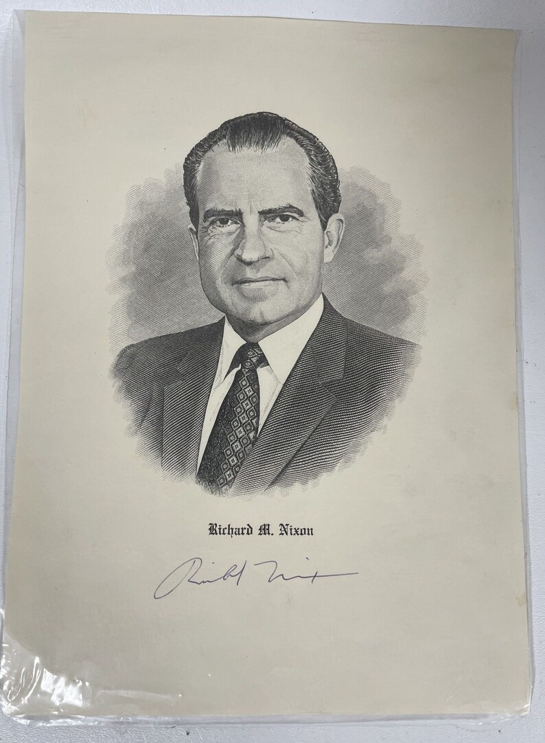 Richard Nixon (d. 1994) Signed Autographed Vintage 8x10 Print - COA Matching Holograms