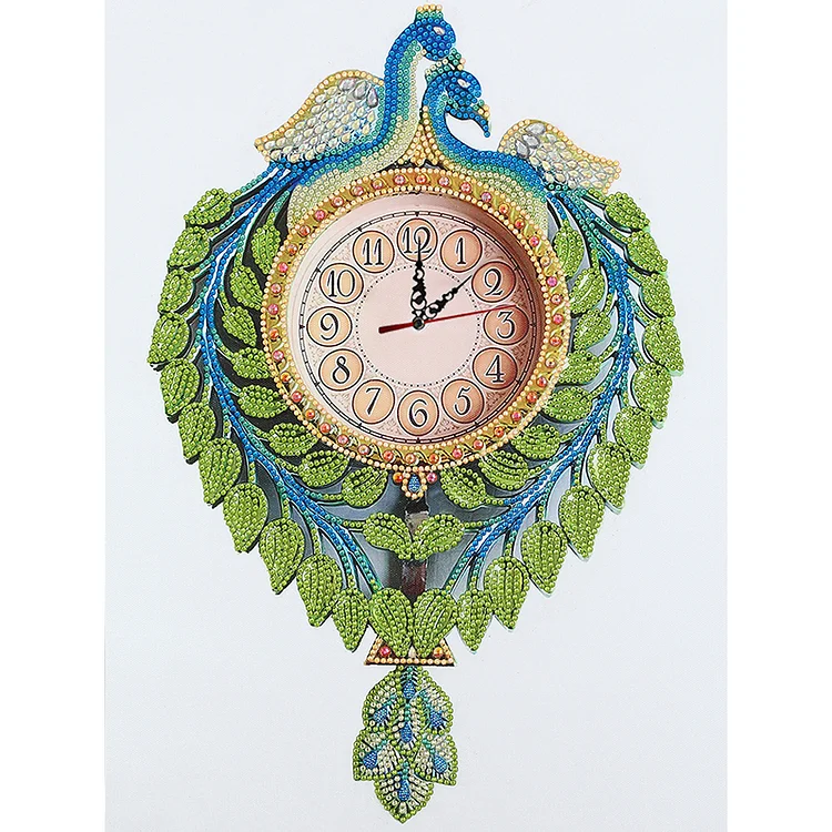 Diamond Painting | DIY Crafts-Clock Peafowl