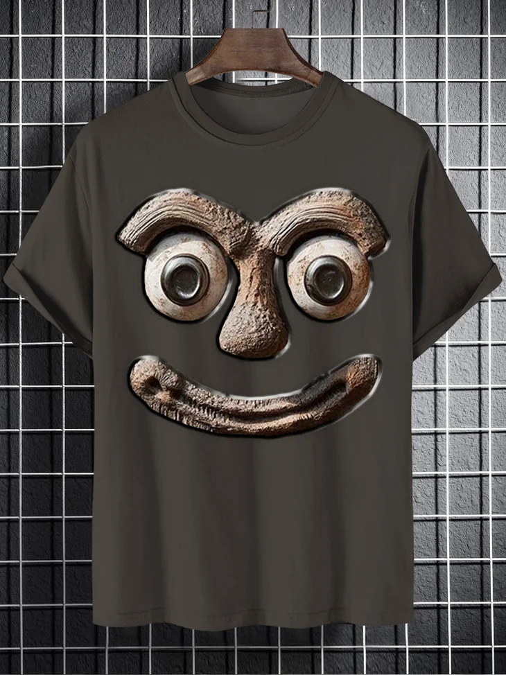 Men's Retro Interesting 3D Emoji Graphic Print T-Shirt