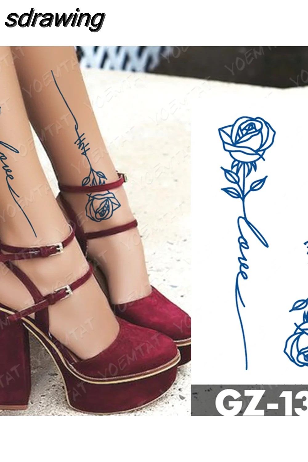 sdrawing Ink Tattoos Body Art Lasting Waterproof Temporary Tattoo Sticker Rose Flower Pearl Tatoo Arm Fake Butterfly Peony Tatto