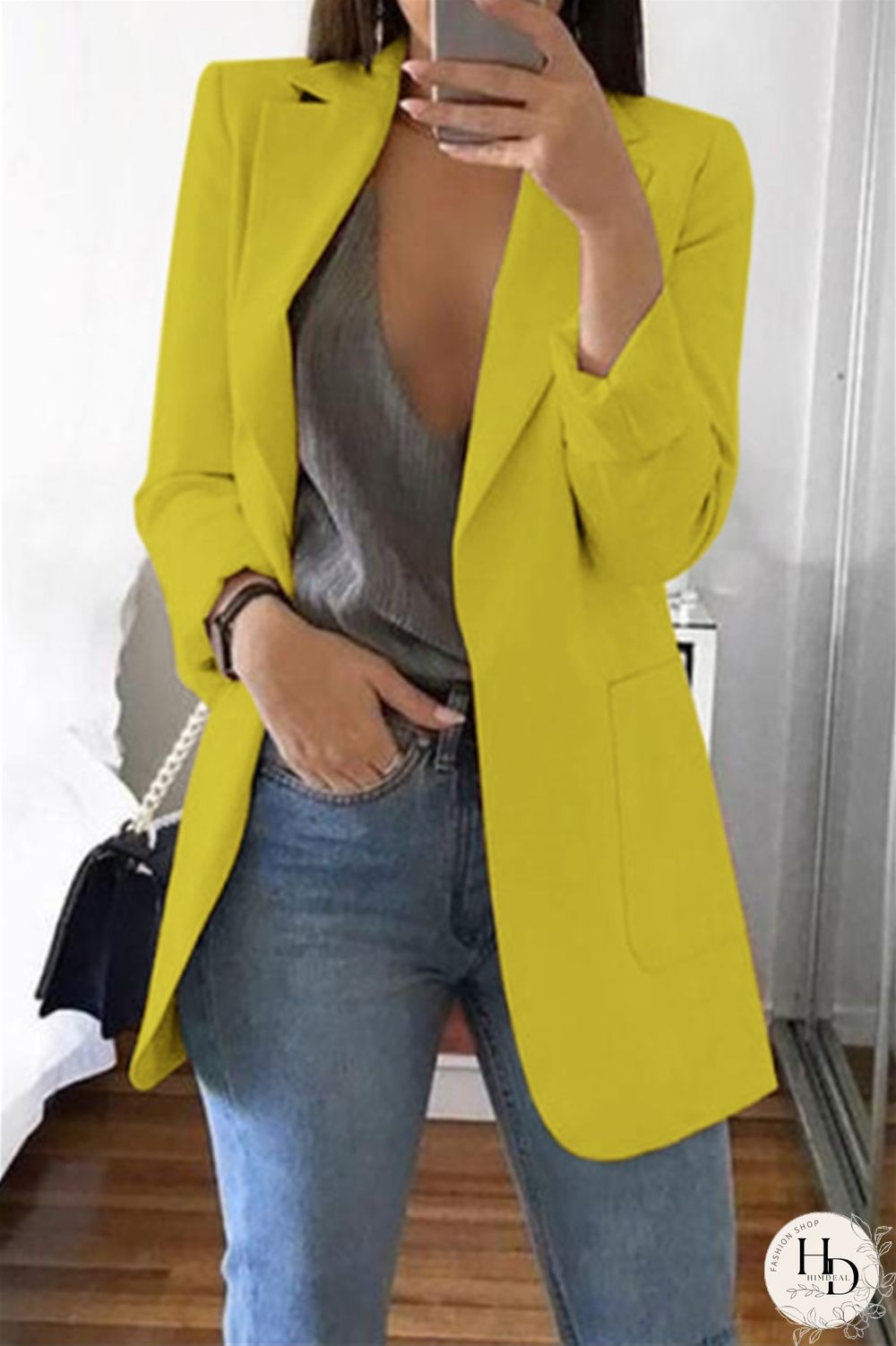 Black Casual Long Sleeves Suit Jacket