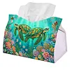 (24cm)Diamond Art Tissue Box Cover DIY PU Desktop Organizer Large(Turtle)