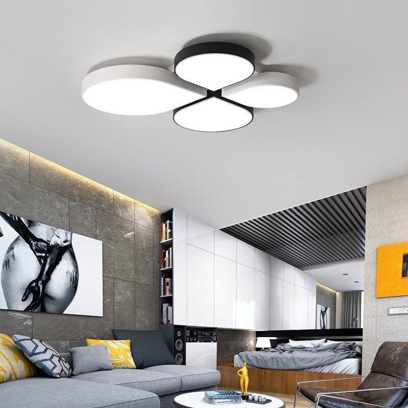 Modern LED Ceiling Lamp Geometric Polygon Iron Baked Paint Body Acrylic Bedroom Living Room Decoration Light Fixture