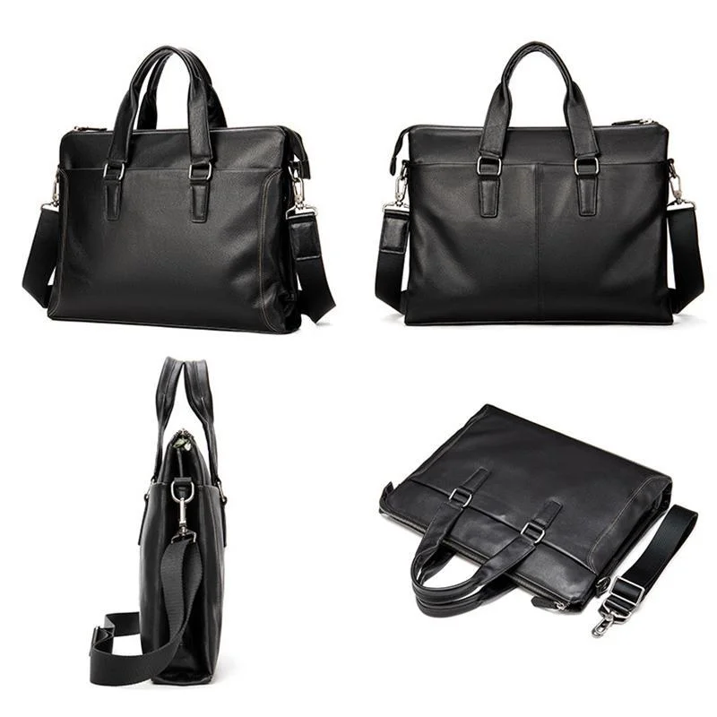 Premium Quality Leather Roomy Interior Multiple Compartment Top Zip Workbag