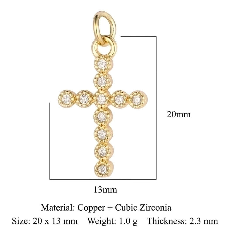 3 Pieces Copper Zircon 18K Gold Plated Cross Moon Eye