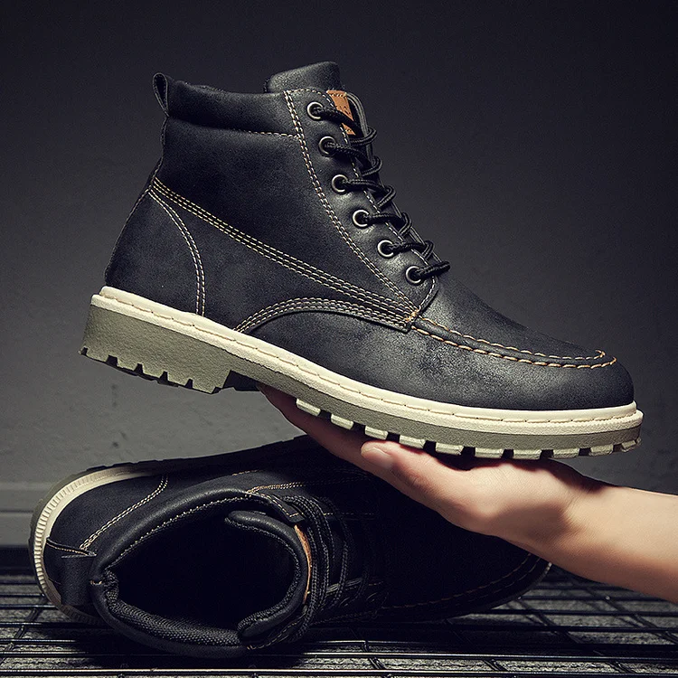 PU Leather Men Boots Winter Waterproof