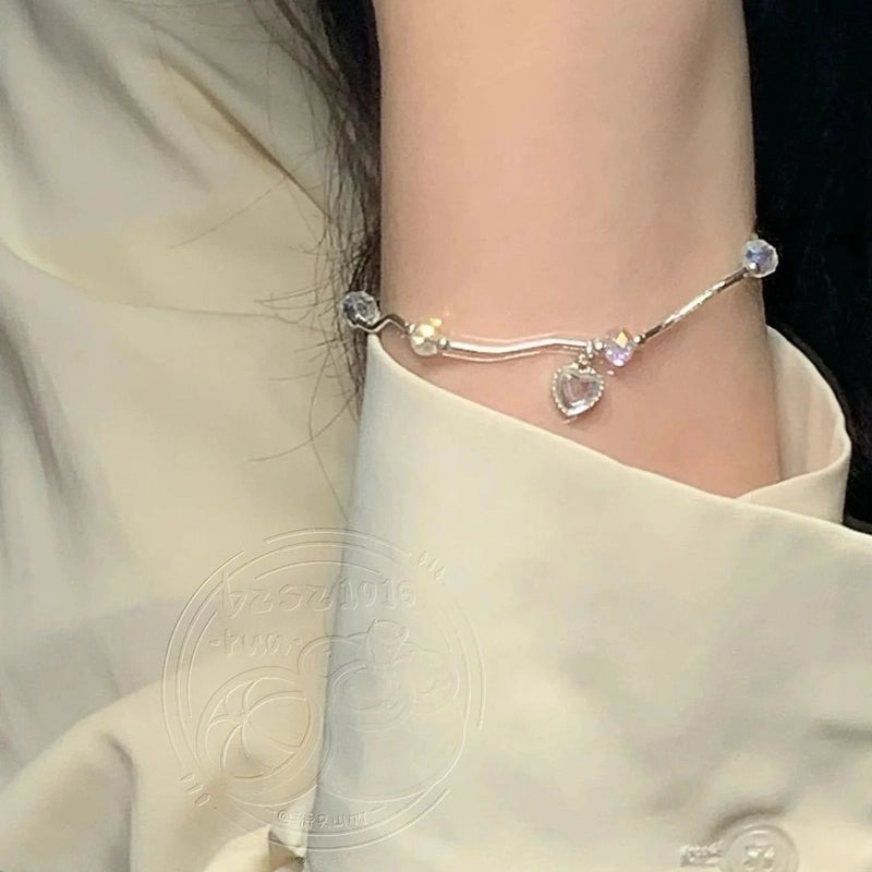 Colorful Crystal Love Bracelet Female Super Fairy Moonstone Wave Sweet Temperament Bracelet Girlfriends Gift