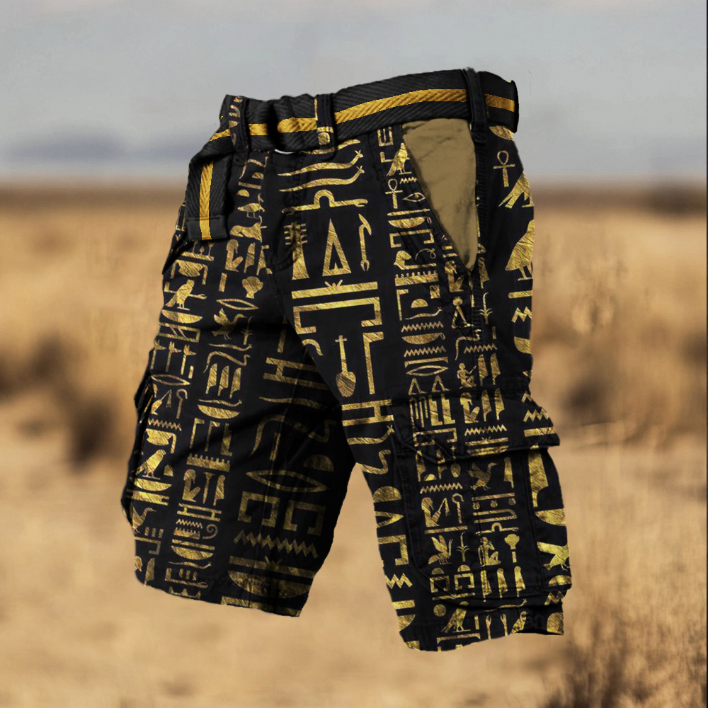 Egyptian Hieroglyphic Print Men's Casual Shorts