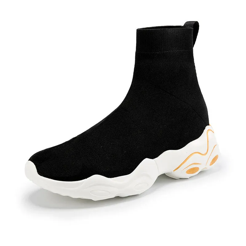 MWY Fashion Vulcanized Shoes Ankle Socks Shoes Women Comfortable Casual Trainers Black Platform Sneakers Unisex Zapatos De Mujer