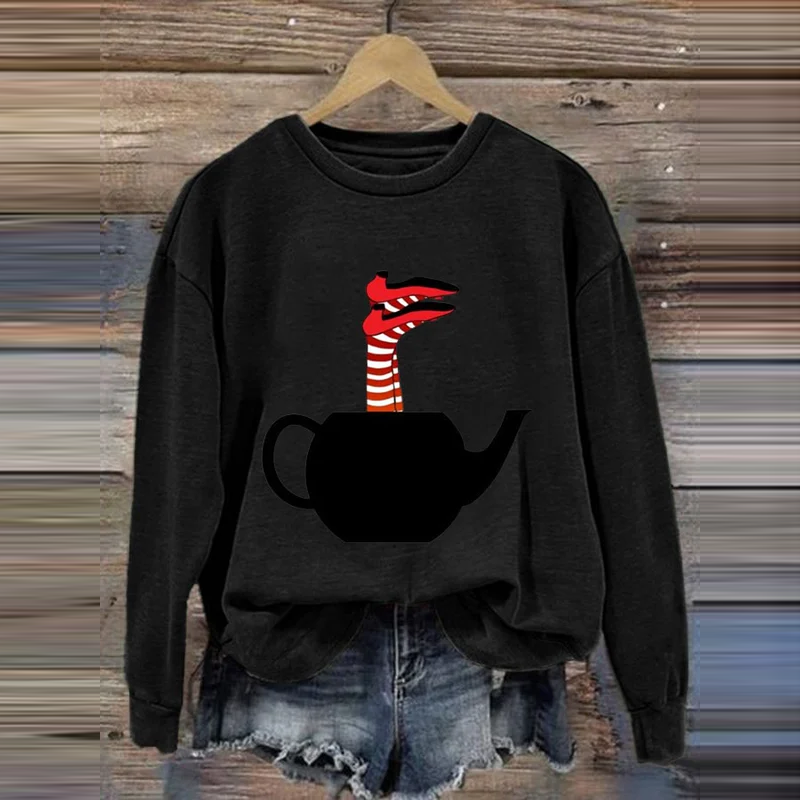 Classic Ruby Red Shoes Halloween Witch Legs Printed Casual Sweatshirt