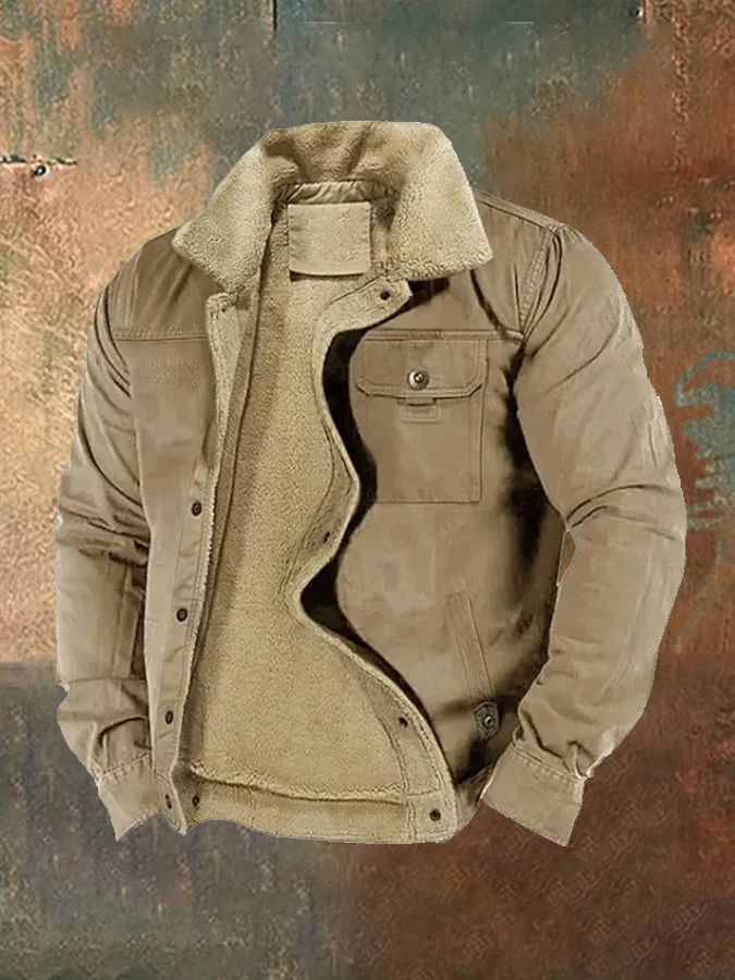 Mens Vintage Outdoor Winter Fleece Jacket