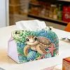 Diamond Art Painting Decorative Paper Napkin Dispenser Wear Resist Handmade Household Container Multifunction Rhinestone PU Tissue Holder Kit for Adults Home Office Gift (Cute Underwater Turtle)
