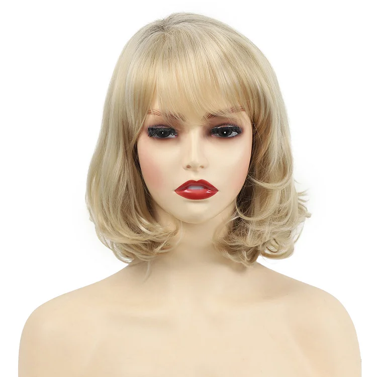 Short Blonde Wigs for White Women Layered Straight Bob Wig Halloween Party Cosplay Hair