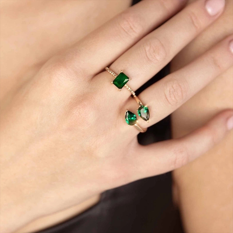 Minimalist Classic Style Geometric 304 Stainless Steel Inlay Zircon Unisex Open Rings