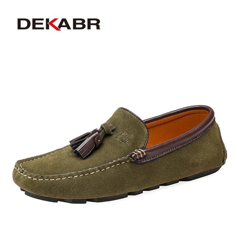 DEKABR Genuine Leather Men Shoes Spring Fashion Leather Men Loafers Flats New High Quality Casual Shoes For Men Driving Shoes