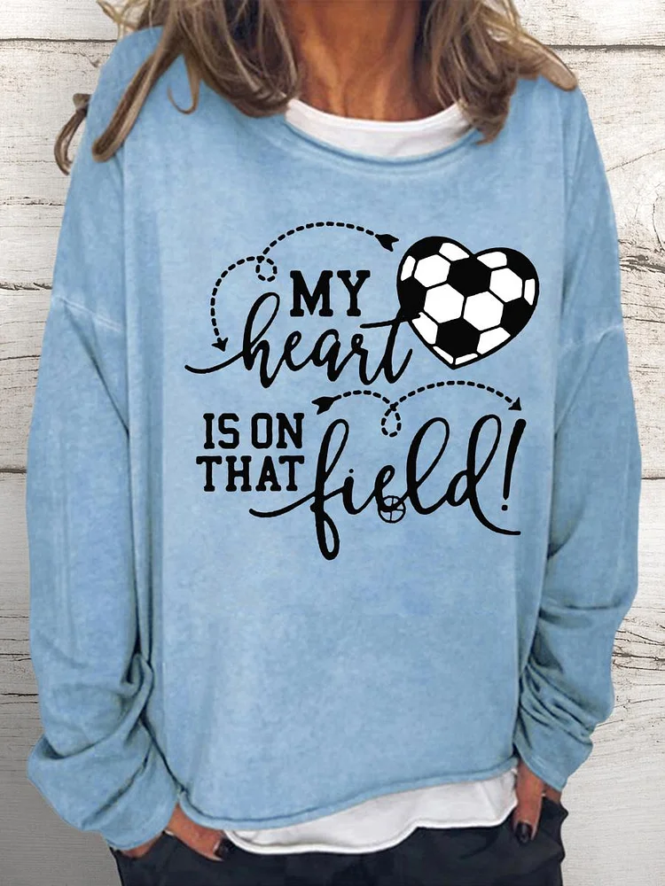 My Heart Is On That Field Women Loose Sweatshirt-Annaletters