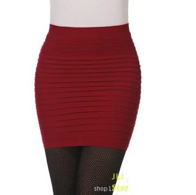 CUHAKCI Summer Skirts Sexy Short Ladies Skirt High Waist A-Line Skirts High Elastic Black Red Pleated Skirt Candy Colors