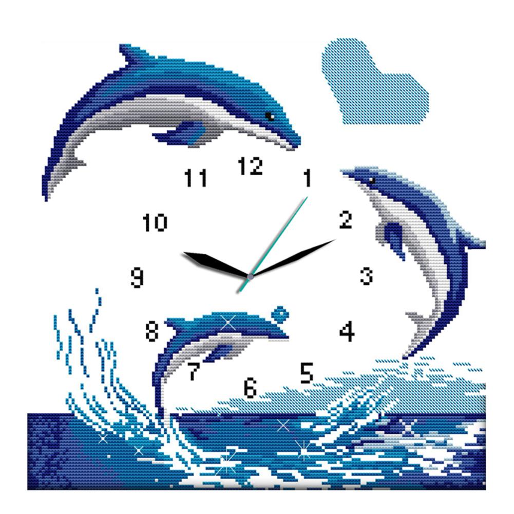 

Blue Dolphin - 14CT Stamped Cross Stitch - 33*33cm, 501 Original