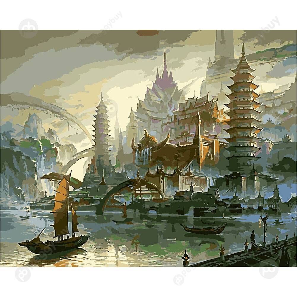 

40*50CM Paint By Numbers-Ancient City, 501 Original