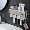 Home Bathroom Wall Hanging Teeth Brushing Cups Holder Toothpaste Squeezer Family Set