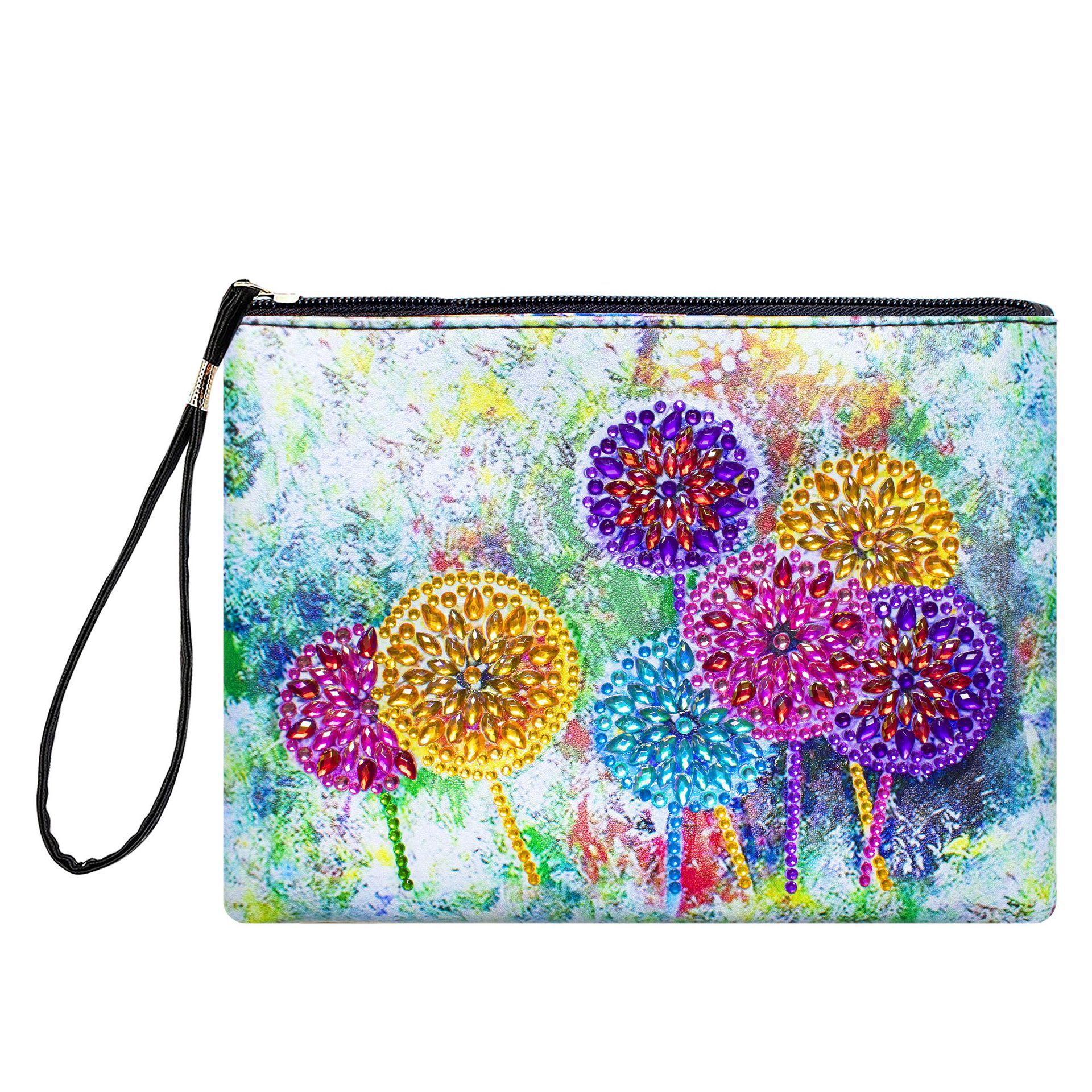 Cross mirror 5D DIY Diamond Painting Handbag Makeup Bag, Dandelion Style Handmade Diamond Art Craft Bag