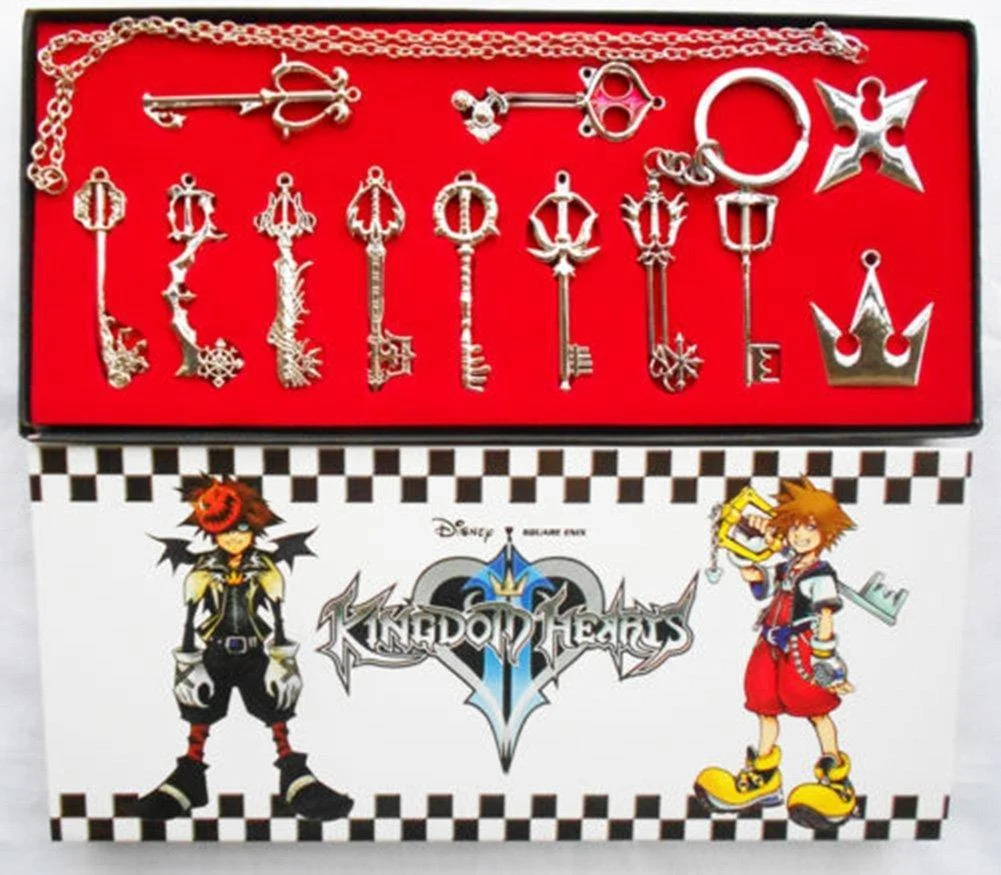 Kingdoms Hearts Keychain Necklace Pendant Gift12Pcs Collection Sets Cosplay Accessories