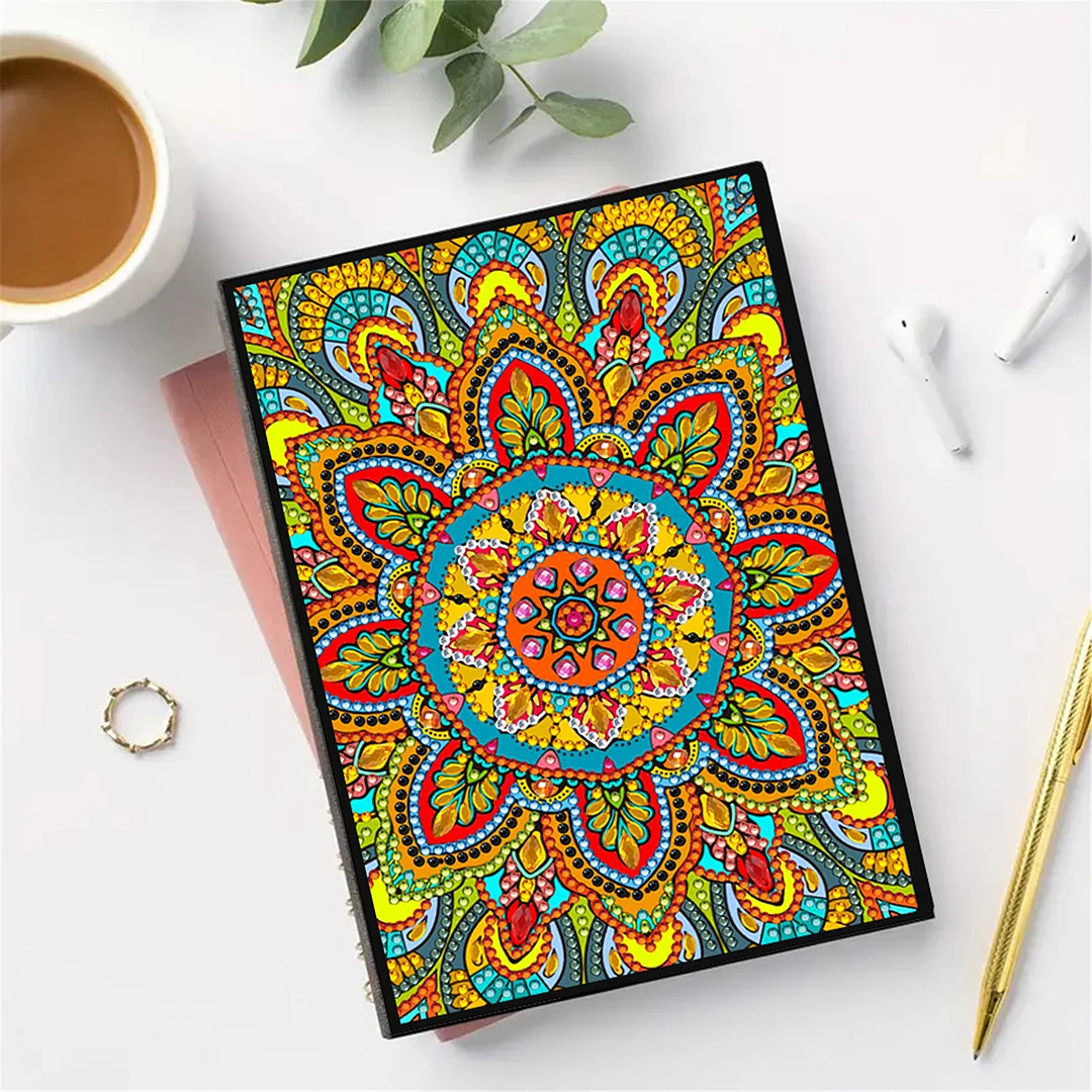 DIY Flower Diamond Painting Journals Notebooks 50 Pages A5 No Lines Special Shaped Diamond Art Kits for Beginners Craft Lovers and Artists (Mandala)