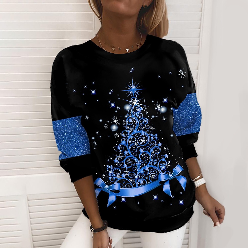 Mature Women Christmas Sweater 3D Digital Printing Pullover Jacket Fashion Casual Sweatshirt