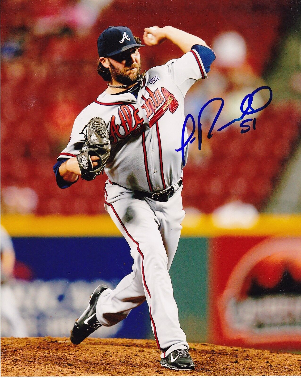 JAMES RUSSELL ATLANTA BRAVES ACTION SIGNED 8x10