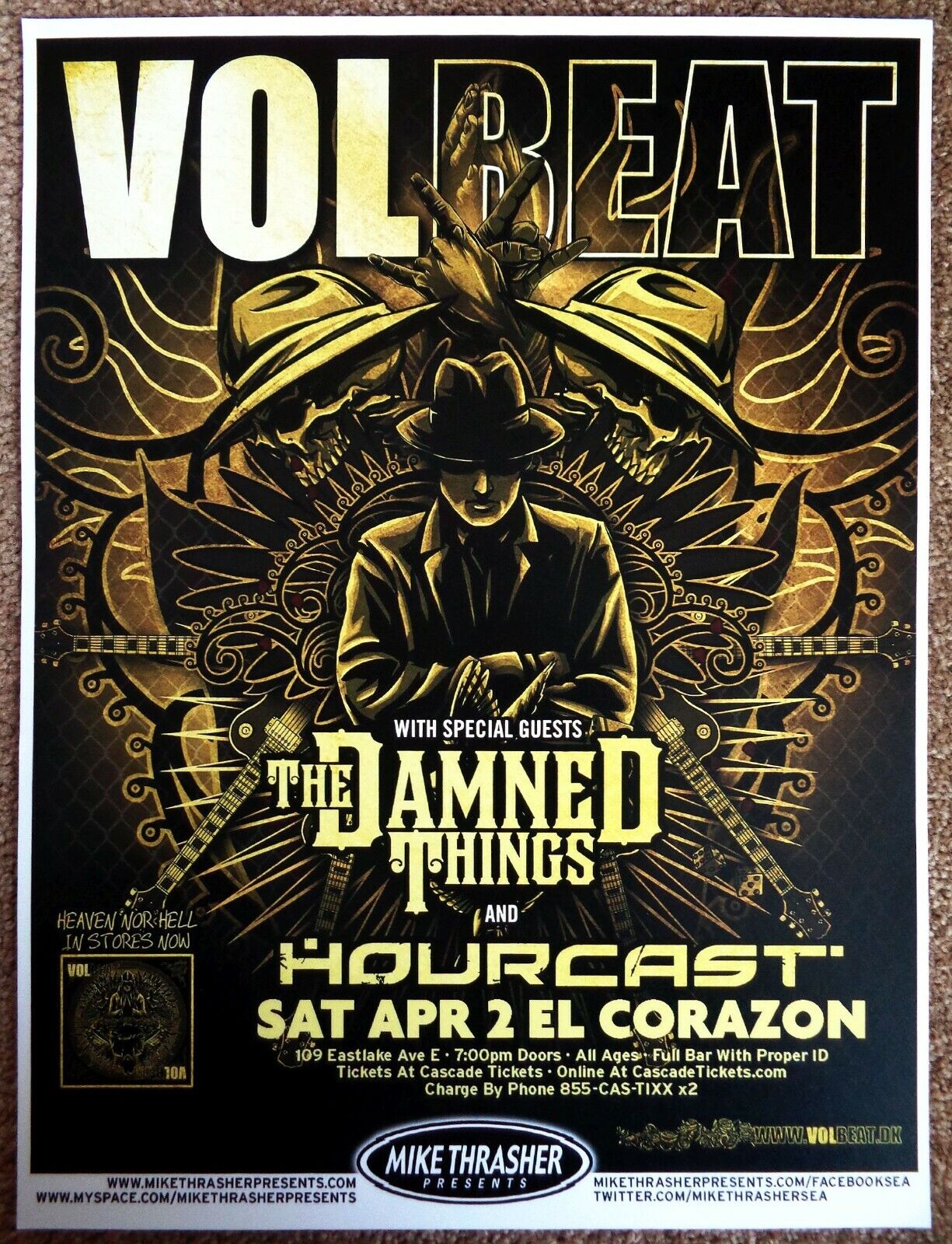 VOLBEAT 2011 Gig POSTER Seattle Washington Concert