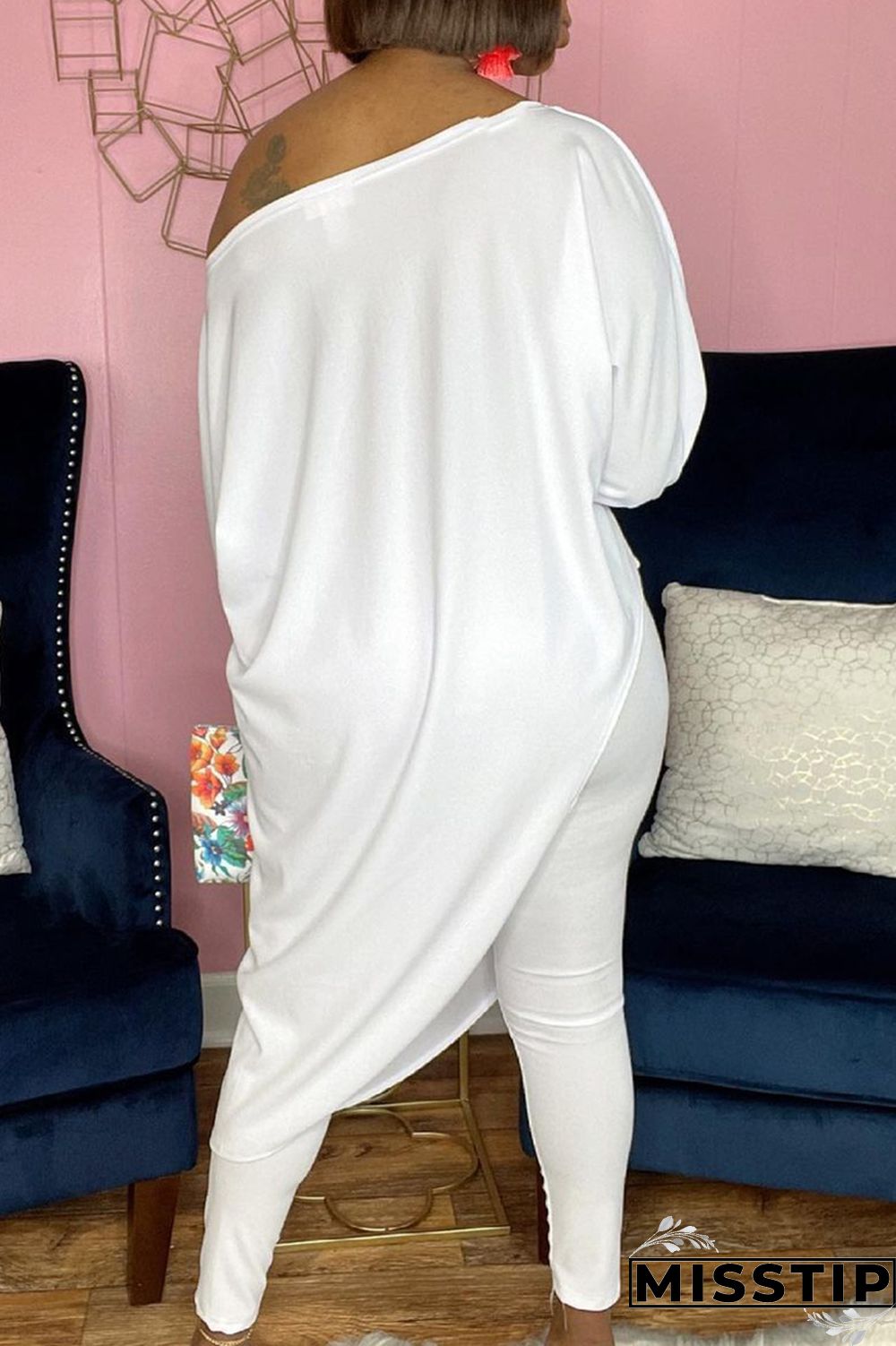 Camouflage Fashion Casual Print Asymmetrical Oblique Collar Three Quarter Two Pieces