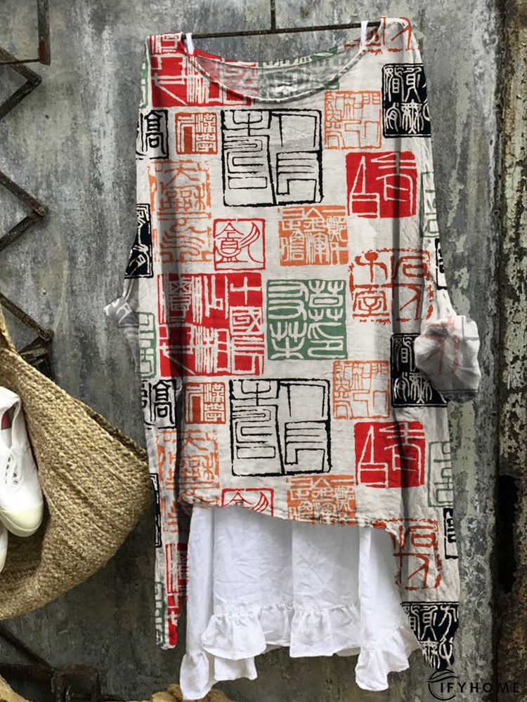 Plus Size Casual Long Sleeve Casual Floral Weaving Dress | IFYHOME