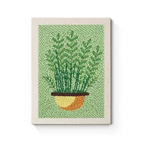Green Plant in Yellow Pot - Punch Needle