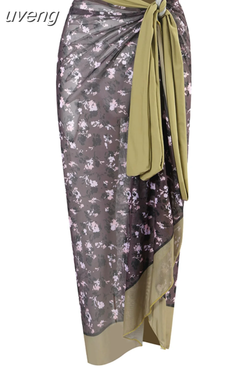 uveng New Fashion One Piece Swimsuit and Skirt Women Reversible Swimwear Luxury Bowknot Beach Dress Brazilian Bathing Suit Summer