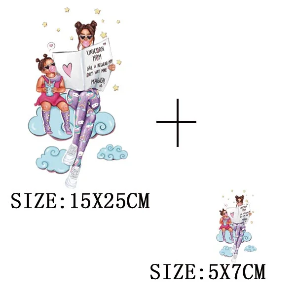 Mom&Children Thermal Stickers On T-shirt DIY Washable Patch On Clothes Lovely Design Iron On Transfer For Hoodies Hat Decoration