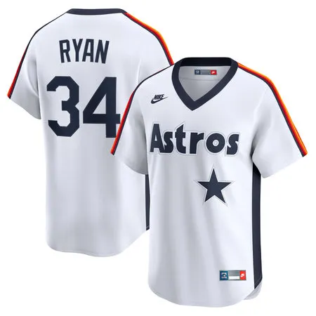 Youth Houston Astros #34 Nolan Ryan Nike White Throwback Cooperstown Collection Limited Jersey