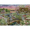 (US Only)Full Embroidery Eco-cotton Thread 14CT Print Lakeside Cabin Cross Stitch 64x50cm