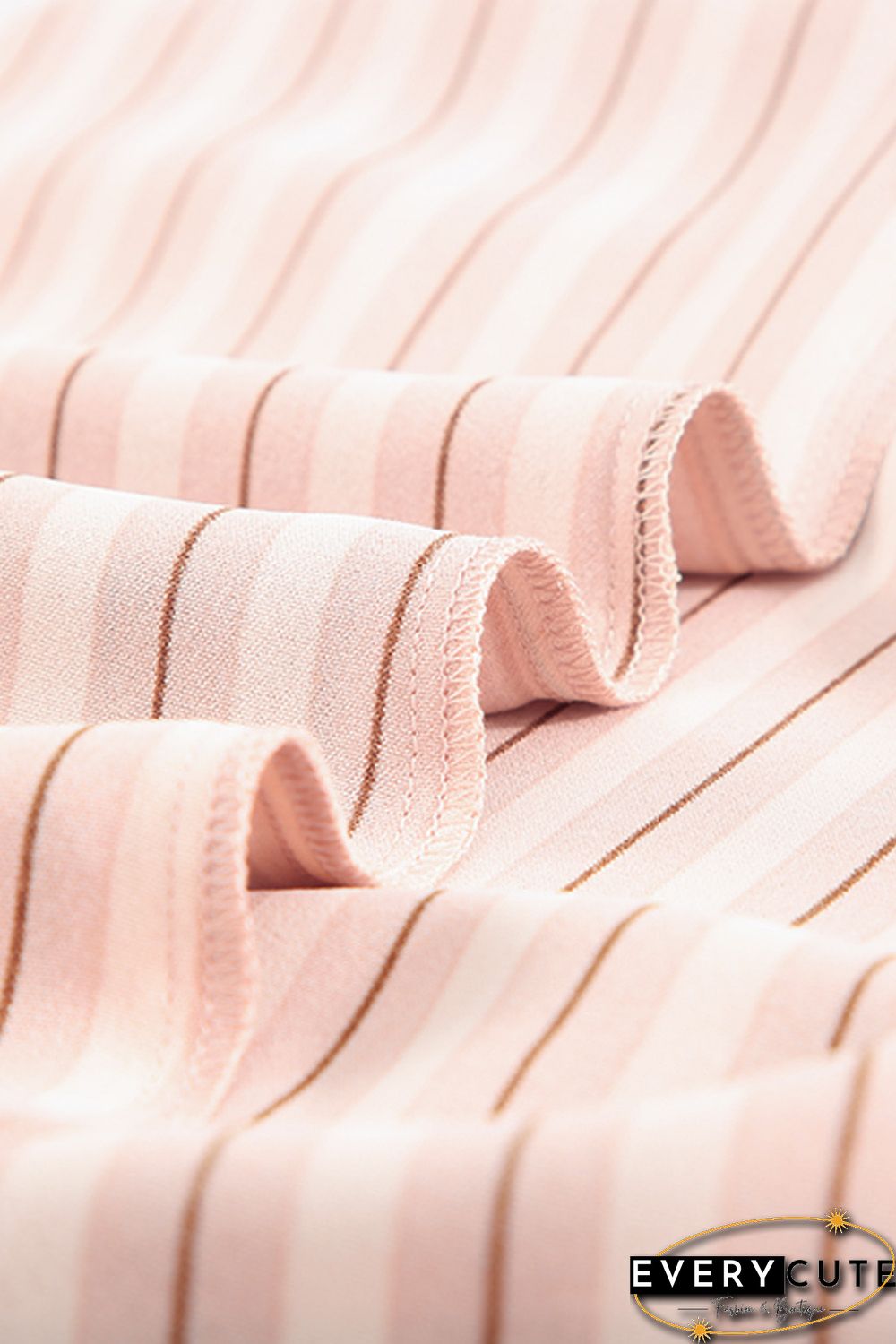 Pink Striped Buttons Closure Long Sleeve Shirt