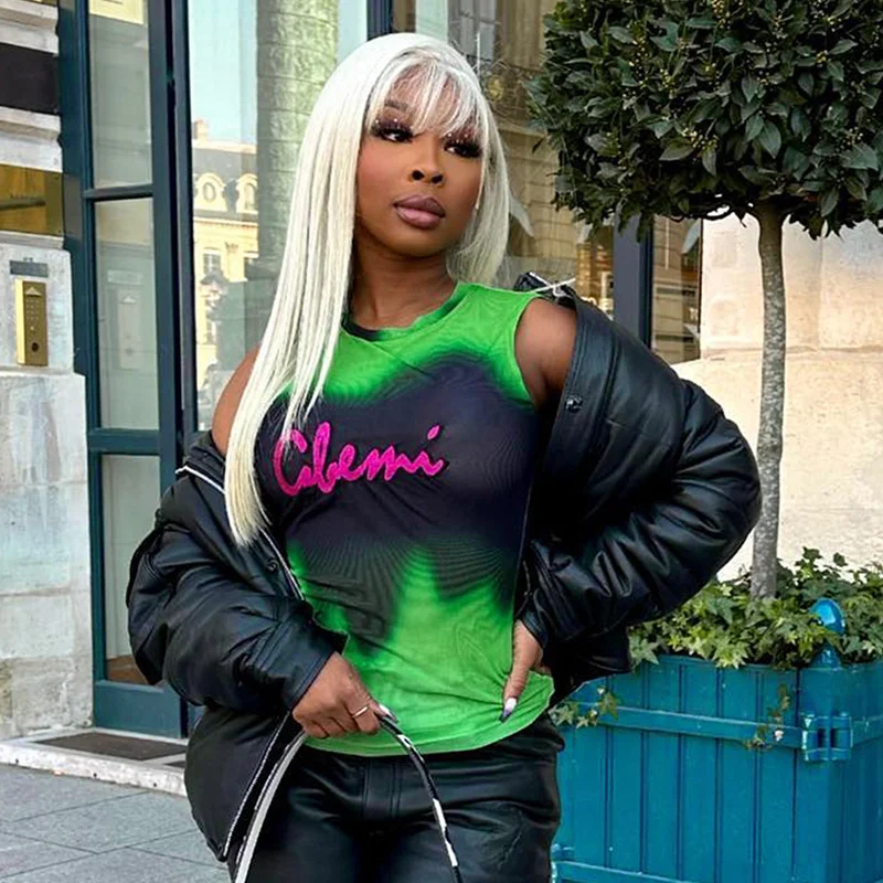 Brownm Women's Sleeveless Summer T-Shirt 2024 Summer New T-Samped Letter Printed Sleeveless Small Vest